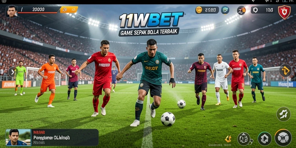 Tampilan gameplay 11WBET menampilkan aksi sepak bola yang seru.
