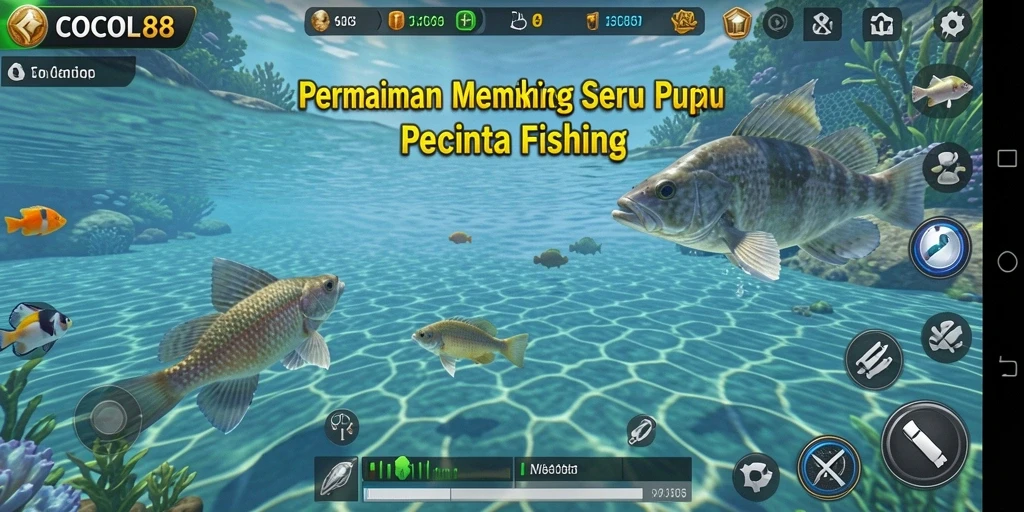 Tampilan gameplay COCOL88 dengan berbagai jenis ikan dan lokasi memancing yang menakjubkan.
