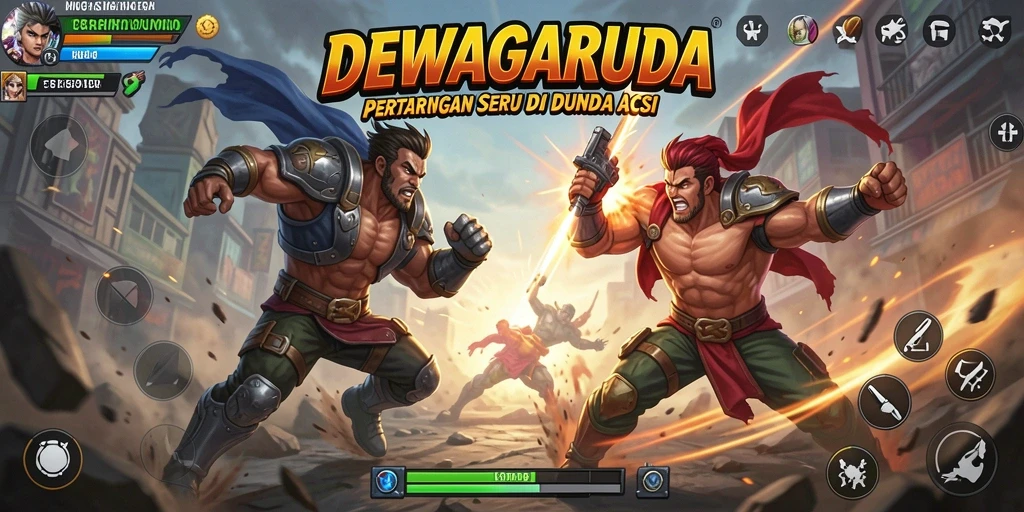 Tampilan seru gameplay DEWAGARUDA yang penuh aksi.