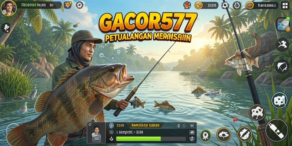 Tangkapan besar dalam gameplay GACOR577 saat memancing.