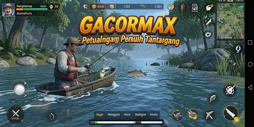 Screenshot utama GACORMAX menampilkan suasana memancing yang menegangkan dan indah.