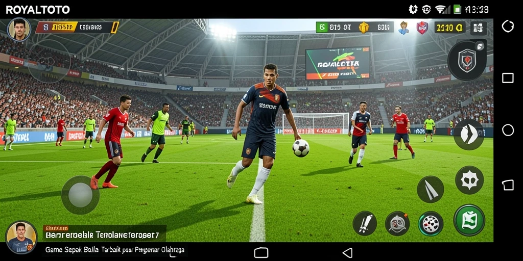 Tampilan gameplay intens dalam ROYALTOTO di lapangan sepak bola.