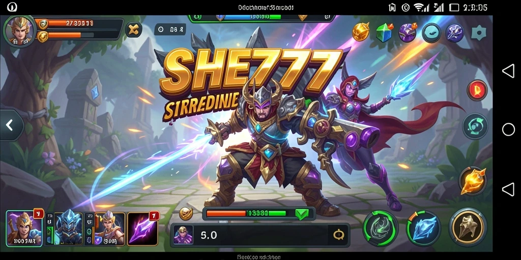 Tampilan gameplay menyerupai pertempuran strategi yang epik.