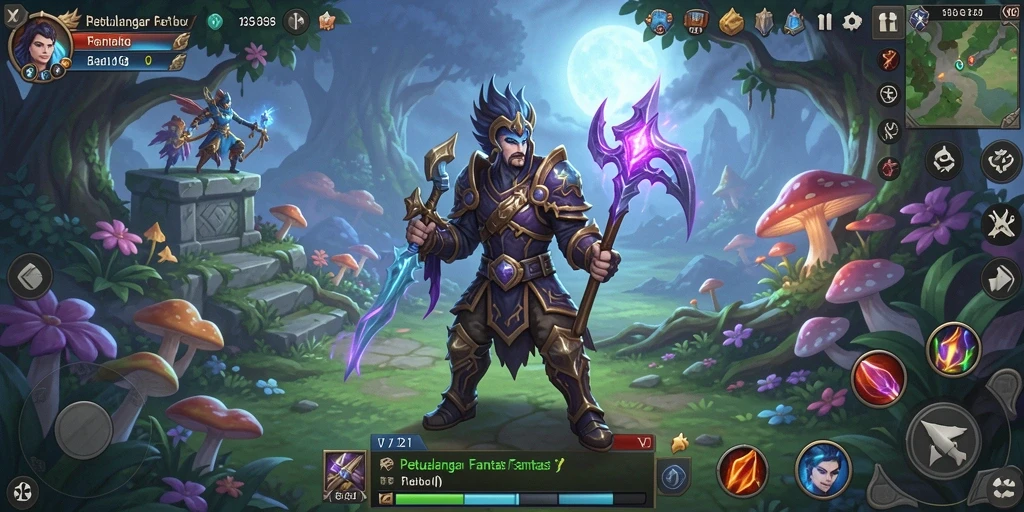 Screenshot gameplay V21 yang menggambarkan aksi seru di dunia RPG.